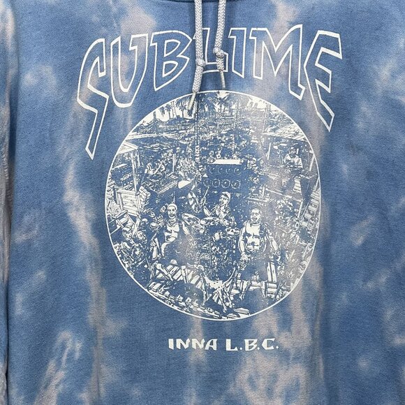 Sublime Inna L.B.C. Tie-Dye Blue Hoodie Sweatshirt M - Picture 2 of 5